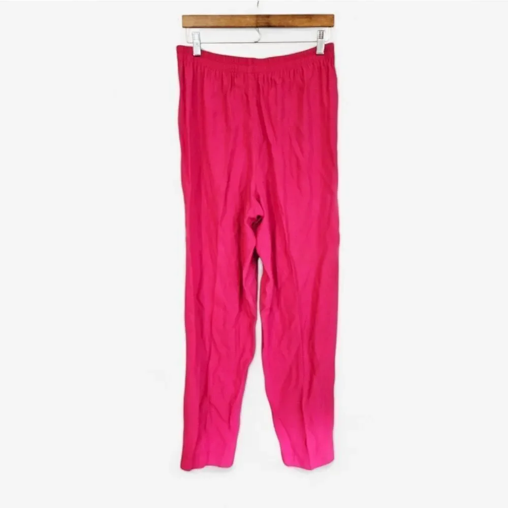 Vintage Forenza 80s Retro Fuchsia Satin Oversized Duster Yoked Waist Pant Set 10